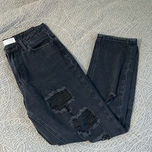 Black Distressed Mom Jeans